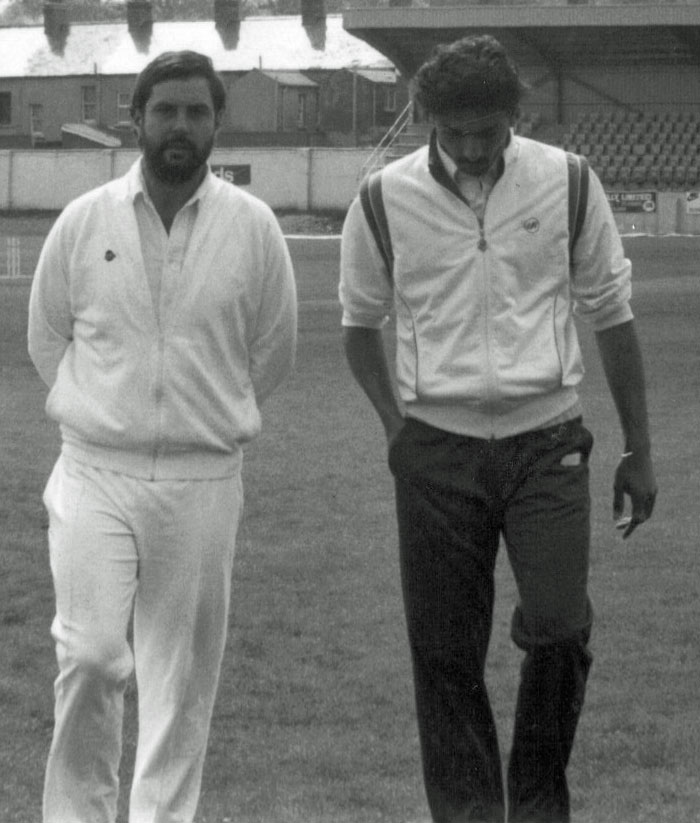 Michael Halliday and Ravi Shastra after a ground inspection
